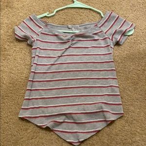 Plaid off the shoulder shirt